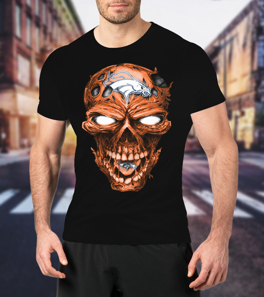 Skull Denver Broncos NFL Logo Horror T-Shirt