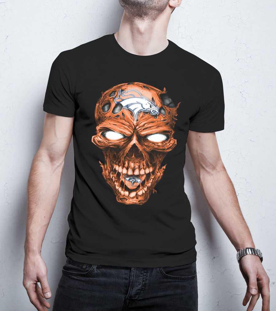 Skull Denver Broncos NFL Logo Horror T-Shirt