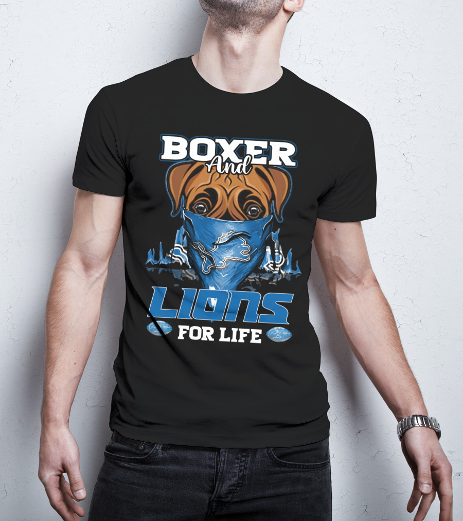 Boxer And Lions For Life DETROIT LIONS T-Shirt