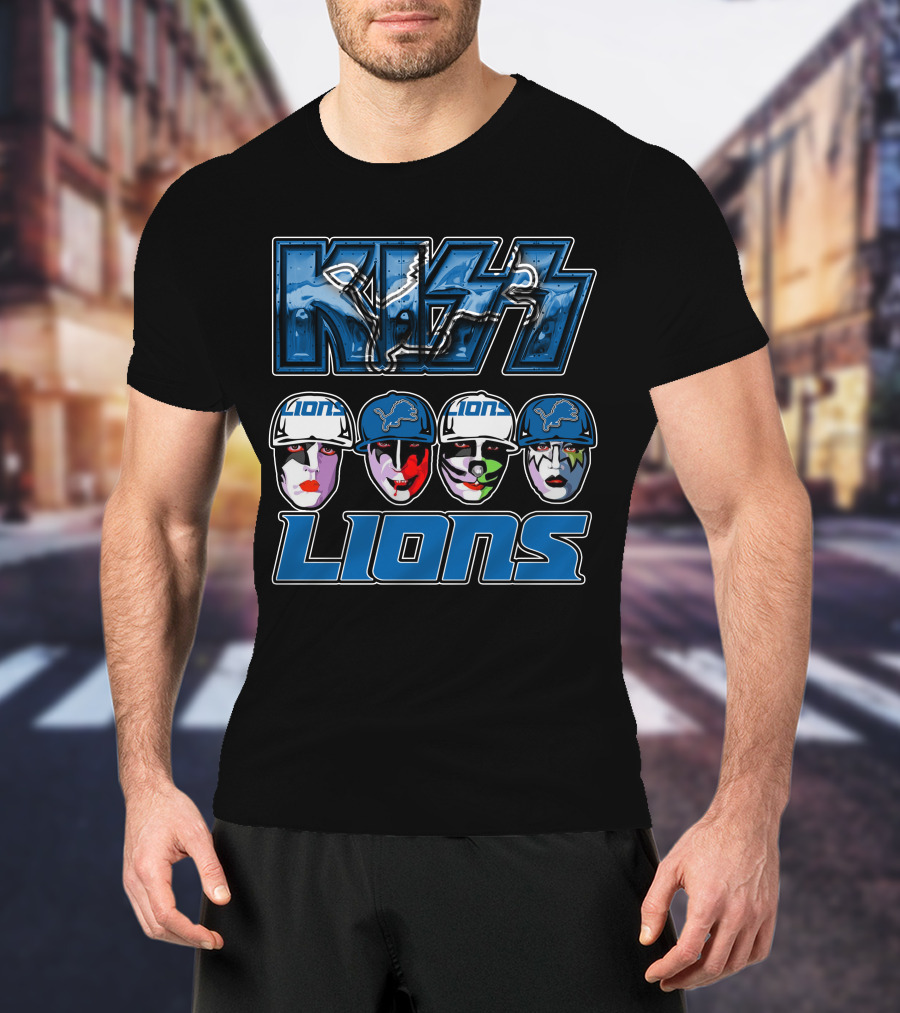 Kiss Detroit Lions Logo Facepaint T-Shirt
