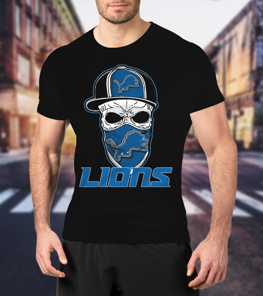 Skull Hat Lions Detroit Lions T-Shirt