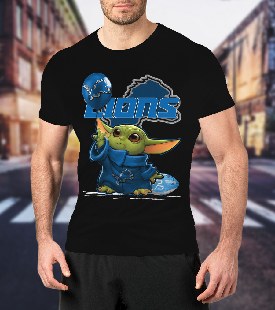 Yoda Detroit Lions Football Balloon T-Shirt