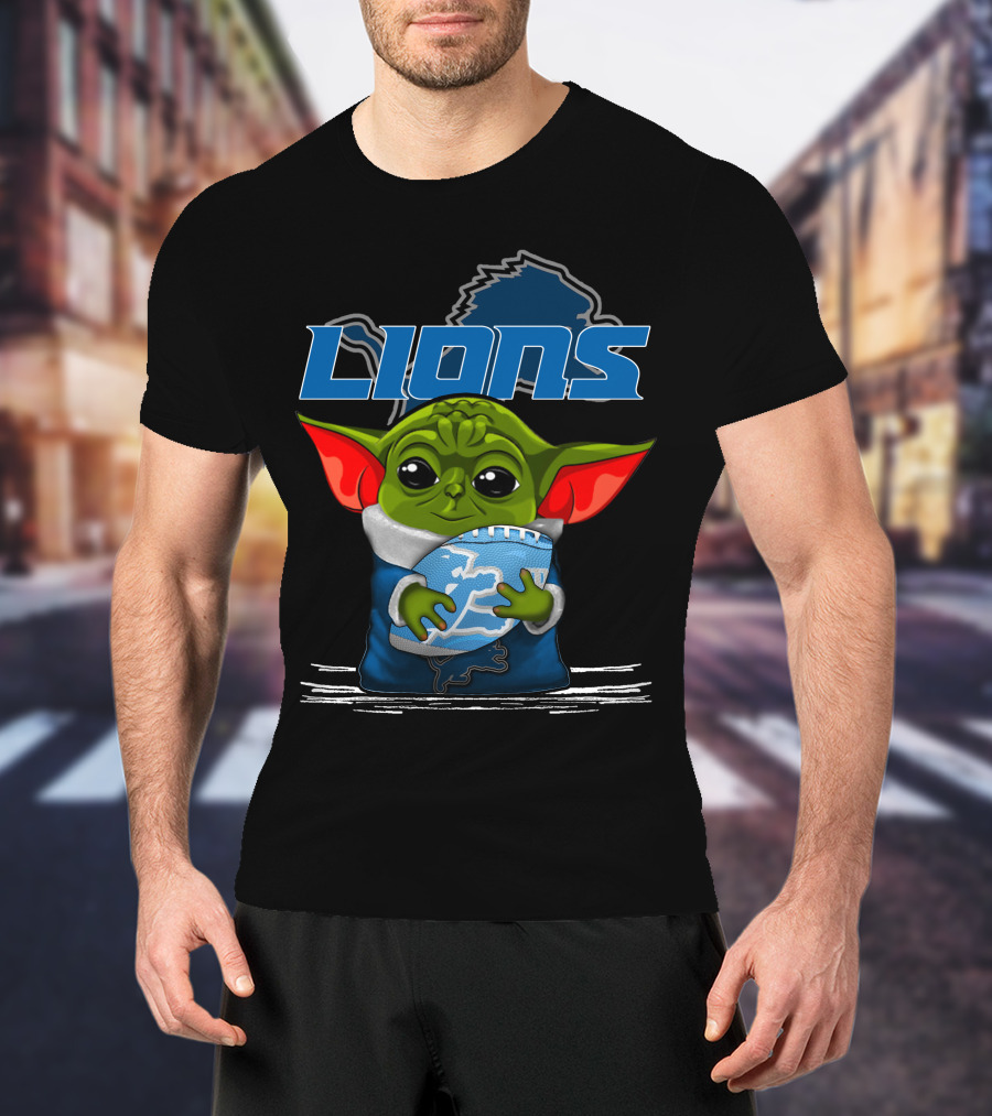 LIONS Yoda Football Fan Art DETROIT Football Team T-Shirt