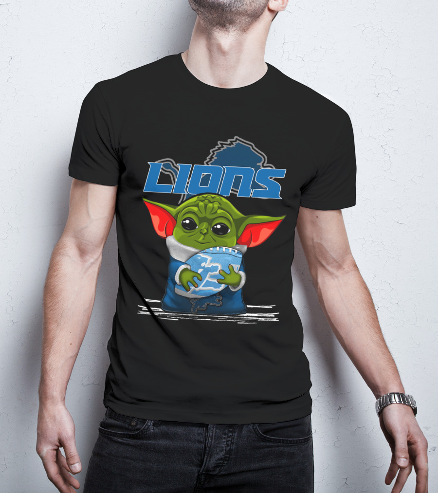LIONS Yoda Football Fan Art DETROIT Football Team T-Shirt