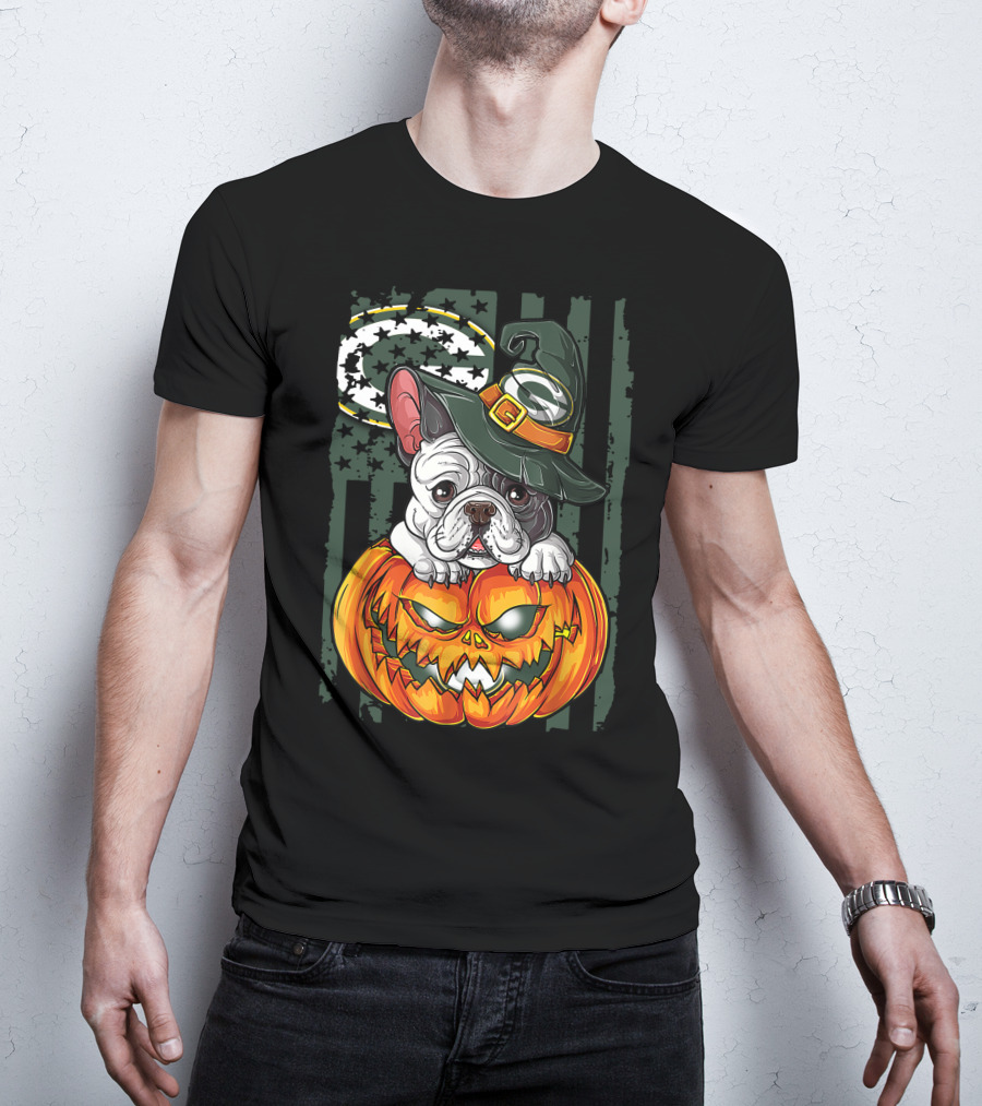 Hlw Bulldog Green Bay Packers Halloween Pumpkin Wizard Hat T-Shirt