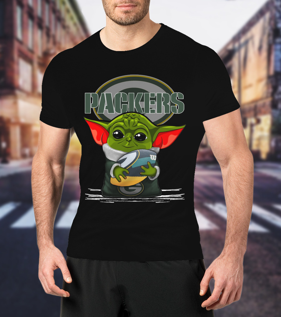 Green Bay Packers Yoda Holding Football T-Shirt