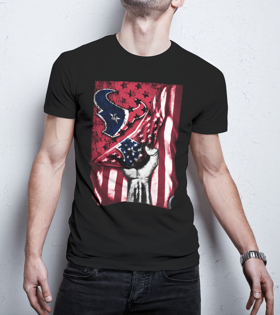 Patriotic Houston Texans Stars And Stripes Flag T-Shirt