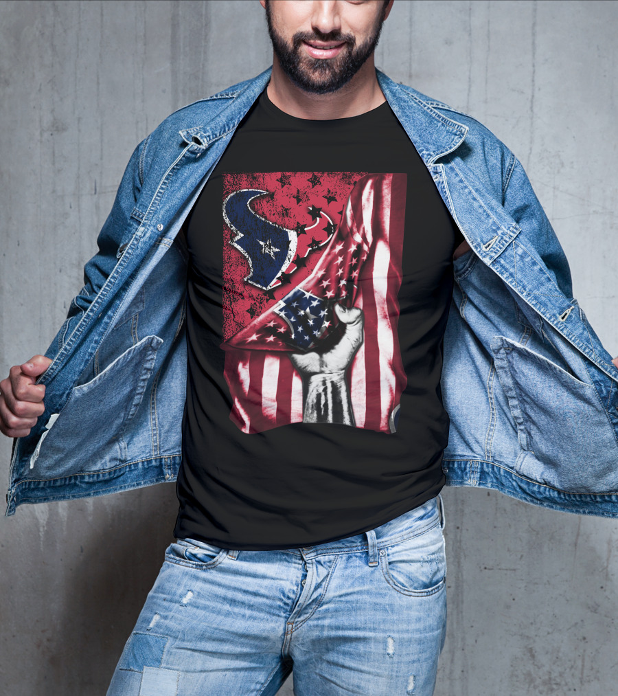 Patriotic Houston Texans Stars And Stripes Flag T-Shirt