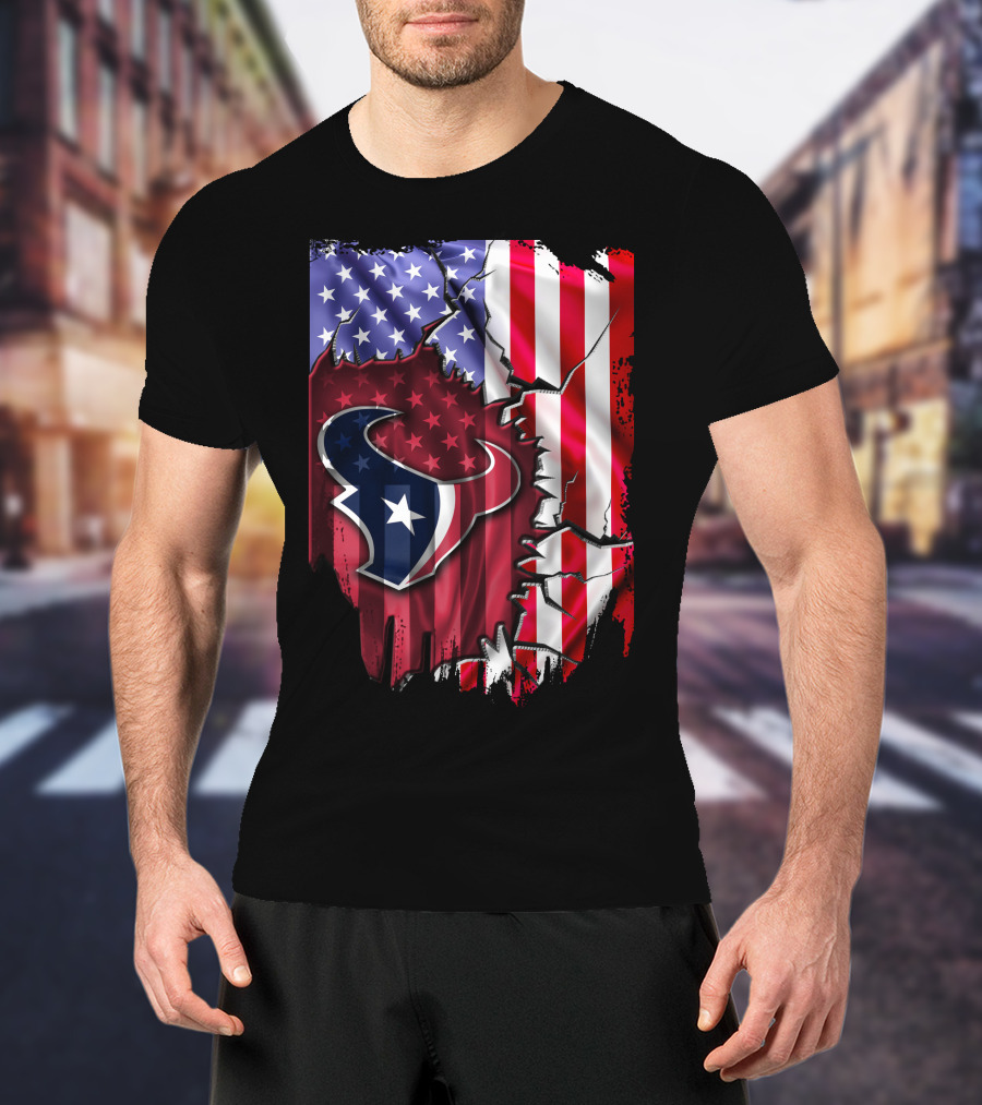 American Flag Houston Texans Logo Burst T-Shirt