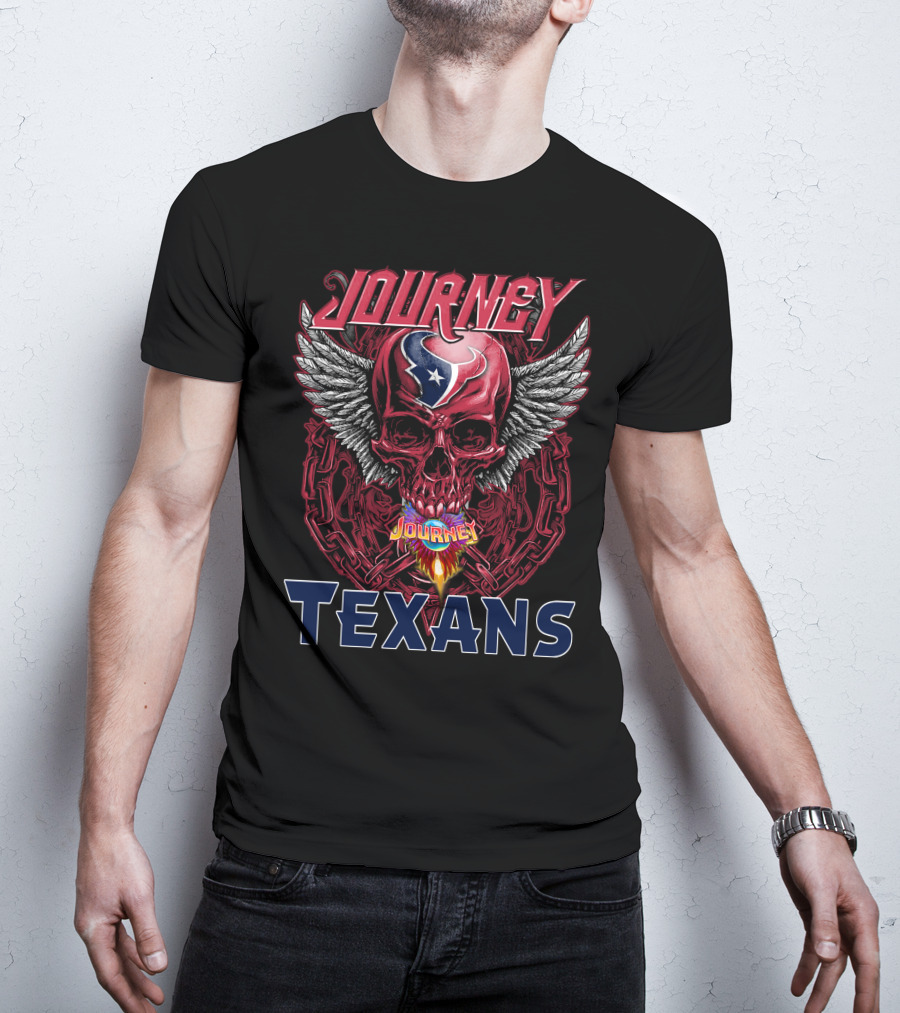 Journey Texans Winged Skull With Houston Logo Motif T-Shirt