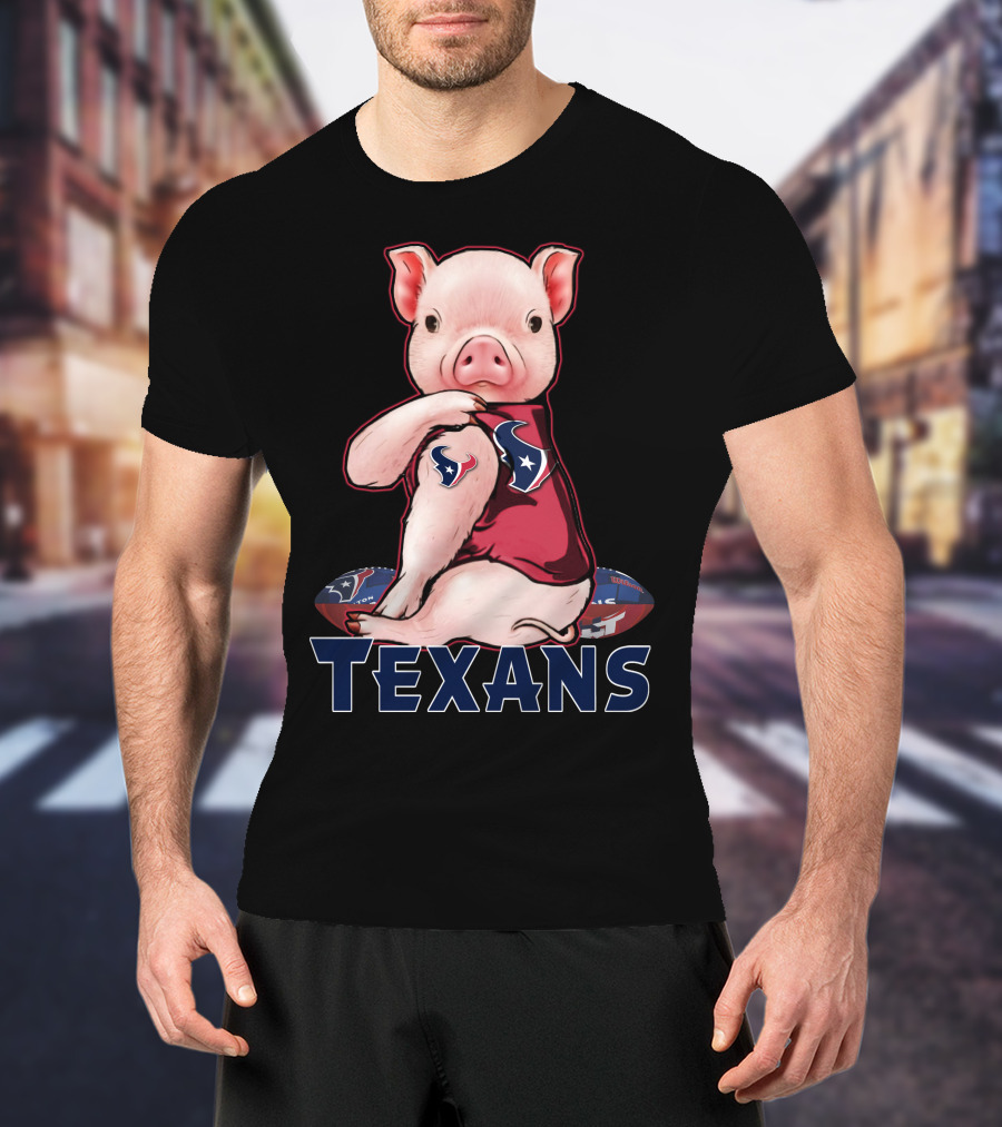 Texans Pig With Texans Logo And Football T-Shirt