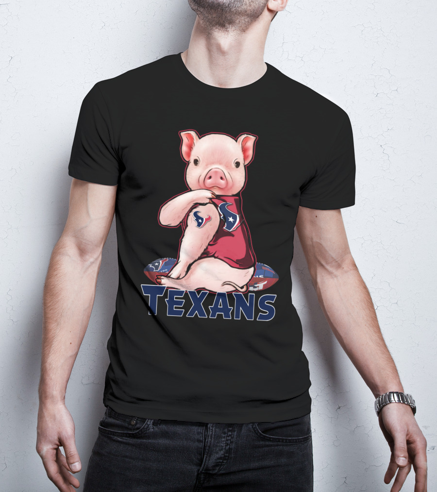 Texans Pig With Texans Logo And Football T-Shirt