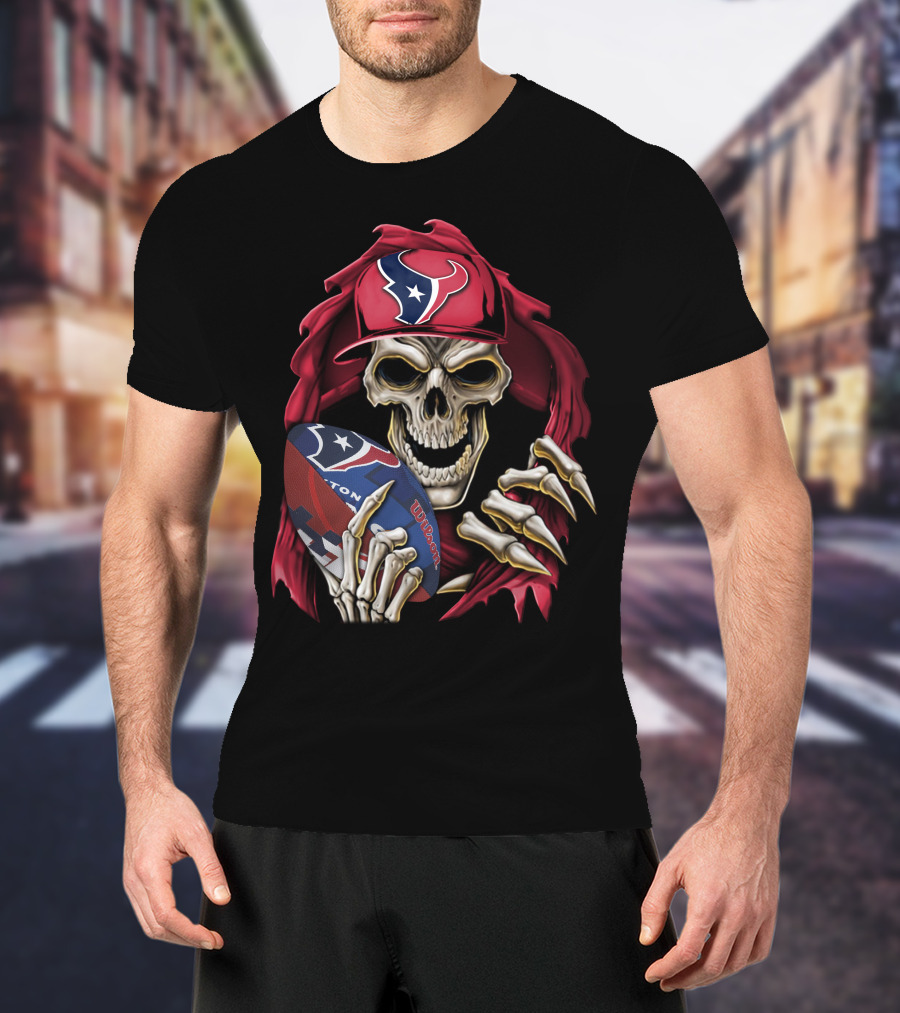 Skullbong Houston Texans Football Skeleton T-Shirt