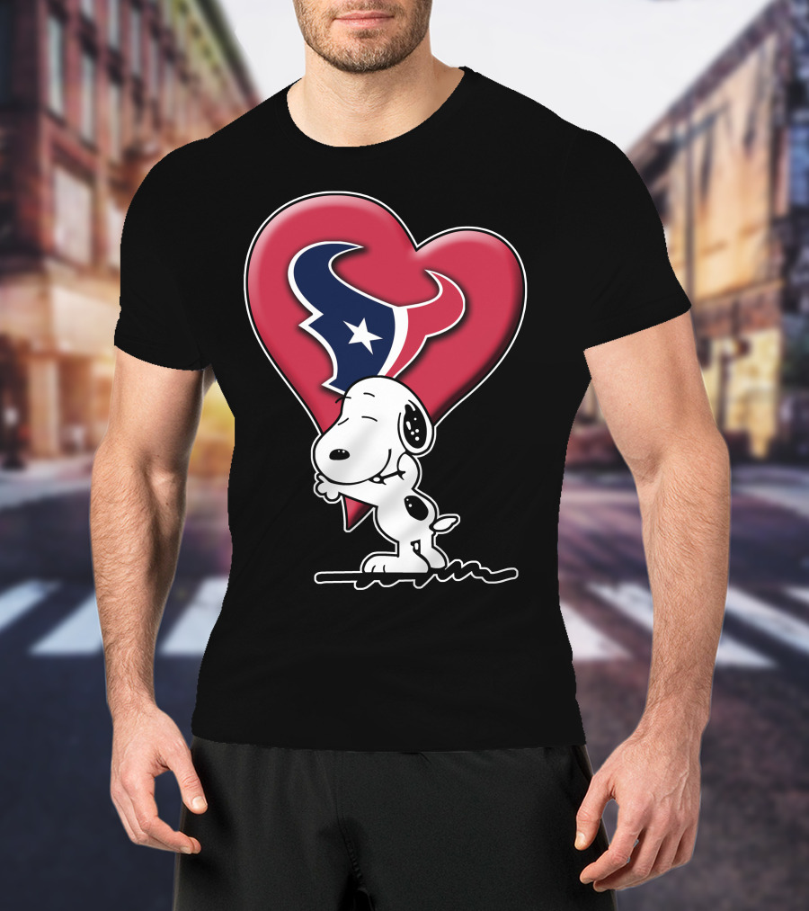 Snoopy Hugging Houston Texans Heart T-Shirt