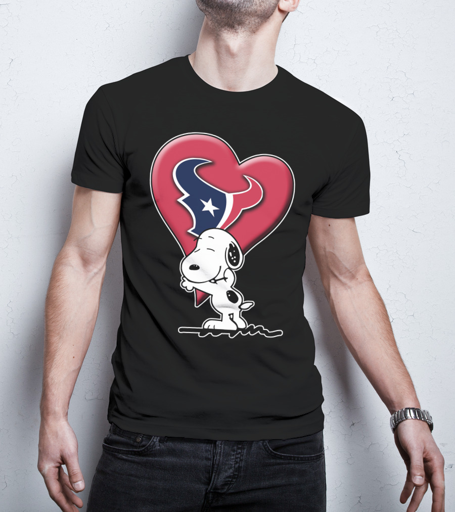 Snoopy Hugging Houston Texans Heart T-Shirt