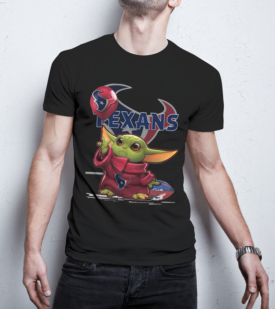 Yoda Houston Texans Balloon Football T-Shirt