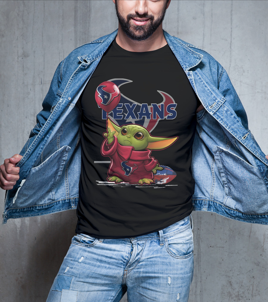 Yoda Houston Texans Balloon Football T-Shirt