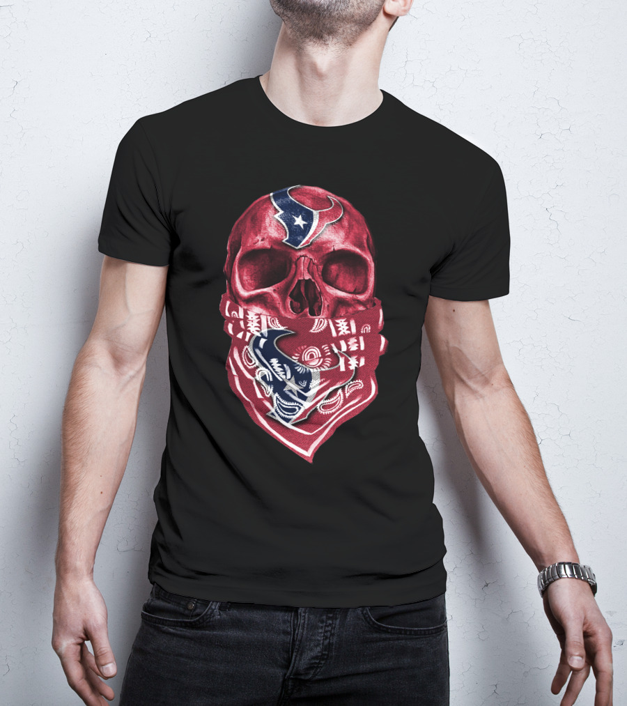 Skull With Houston Texans Bandana T-Shirt