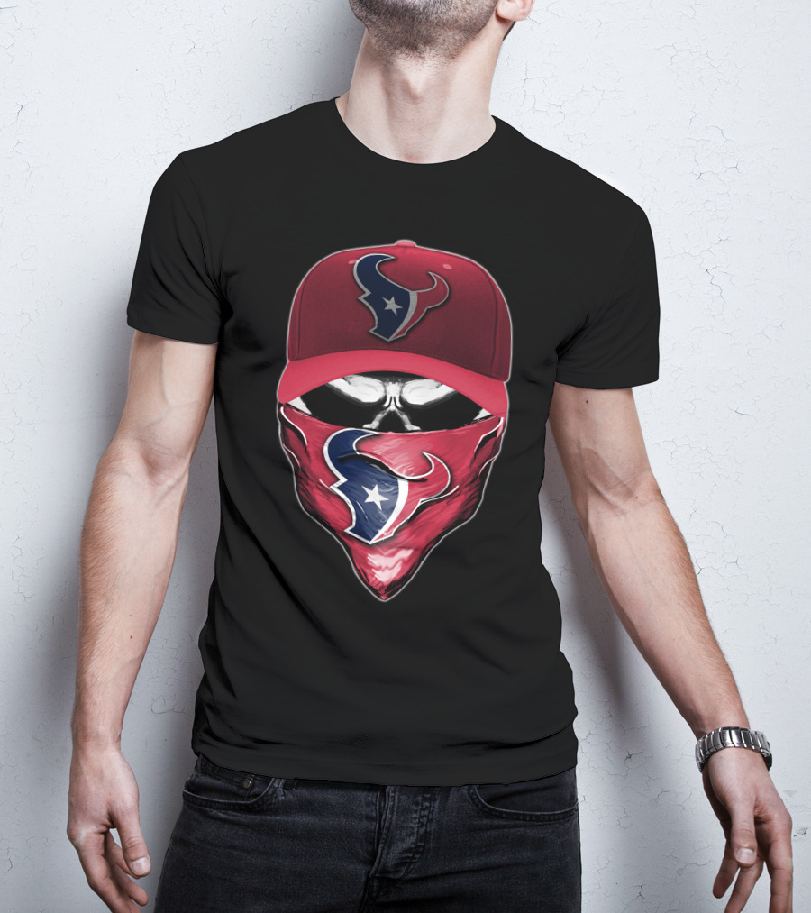 Houston Texans Skull Face Cap Bandana T-Shirt