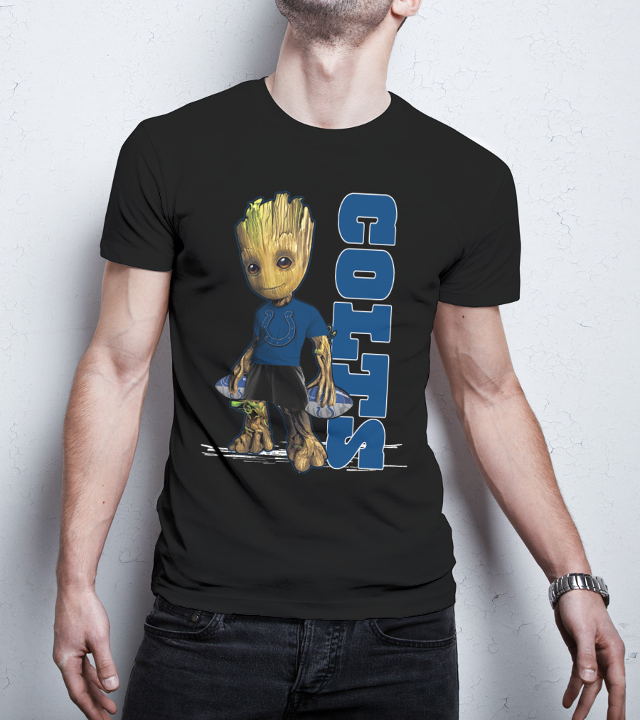 Groot Colts Football Fan With Indianapolis Colts T-Shirt