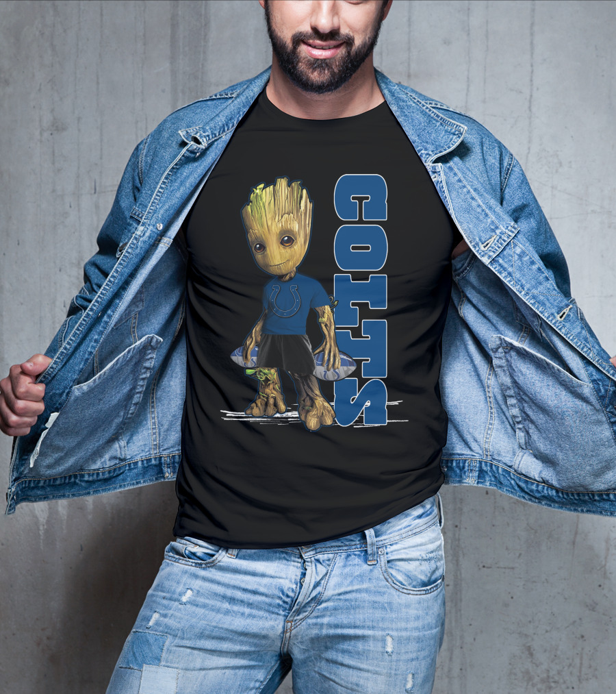 Groot Colts Football Fan With Indianapolis Colts T-Shirt
