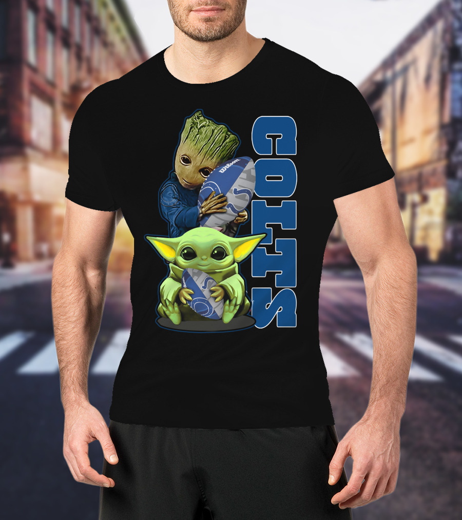 Grzd Indianapolis Colts Football Groot Baby Yoda T-Shirt