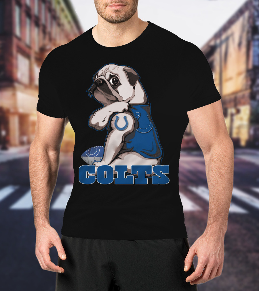 Colts Pug Football Fan Indianapolis T-Shirt