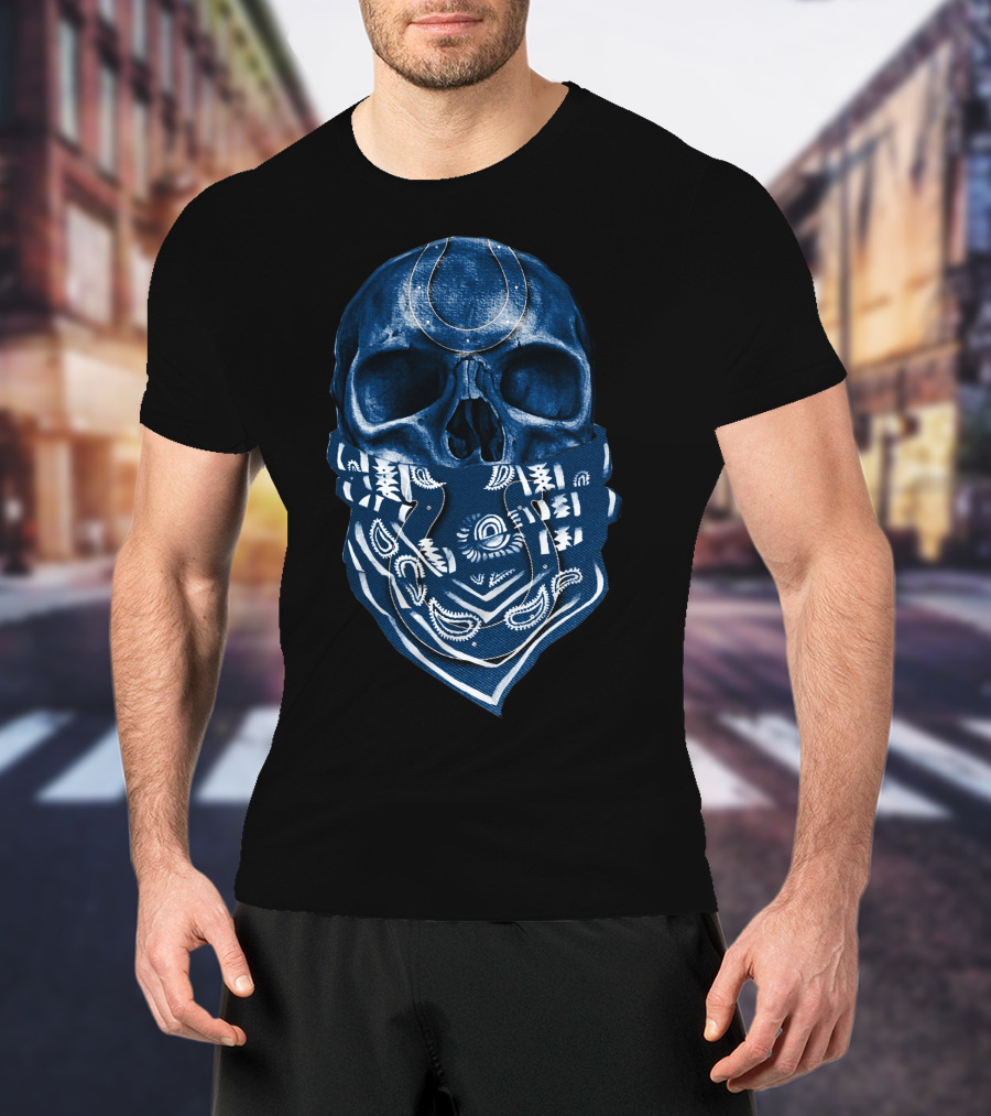 Indianapolis Colts Skull Bandana T-Shirt