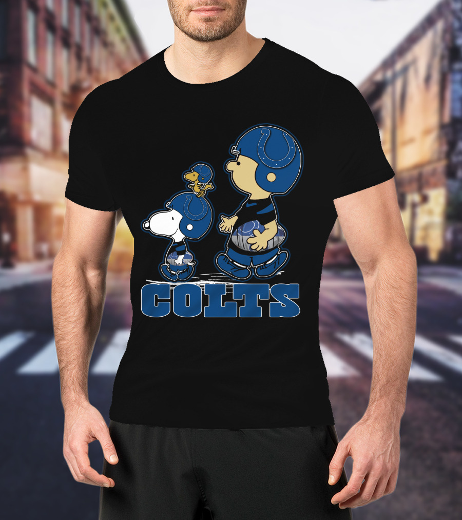 Peanuts Characters Wearing Indianapolis Colts Football Helmets Colts T-Shirt