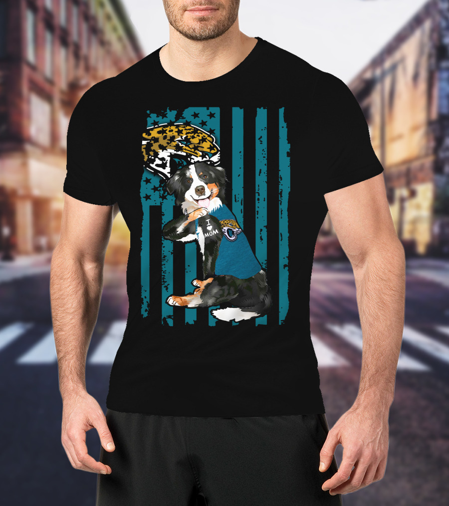 Border Collie I Mom Jacksonville Jaguars Flag T-Shirt
