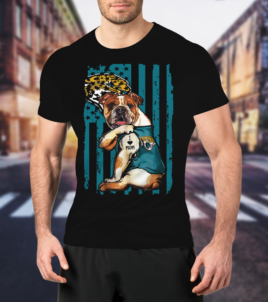 Bulldog I Love Mom Jacksonville Jaguars T-Shirt
