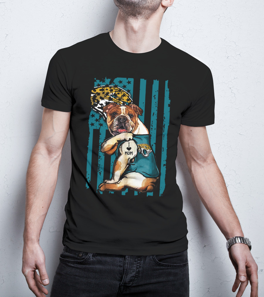 Bulldog I Love Mom Jacksonville Jaguars T-Shirt