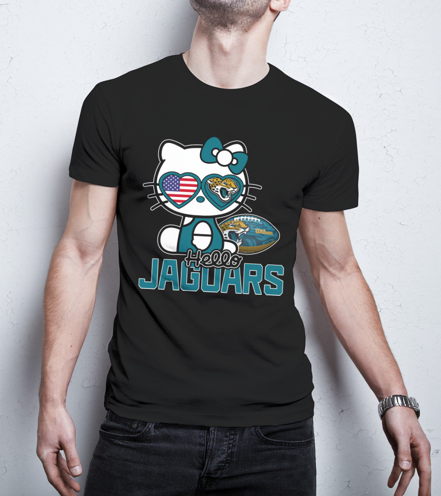 Hello Kitty Jacksonville Jaguars American Flag Football Wilson Ball T-Shirt