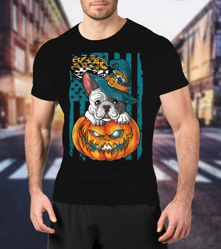 Hlw Bulldog Halloween Pumpkin Jacksonville Jaguars Hat T-Shirt