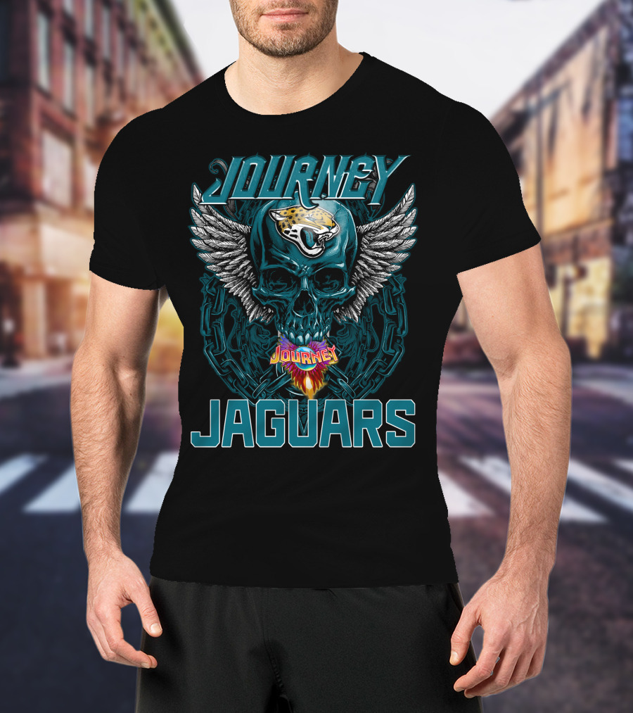 Journey Jaguars Skull Wings Chain NFL Team T-Shirt