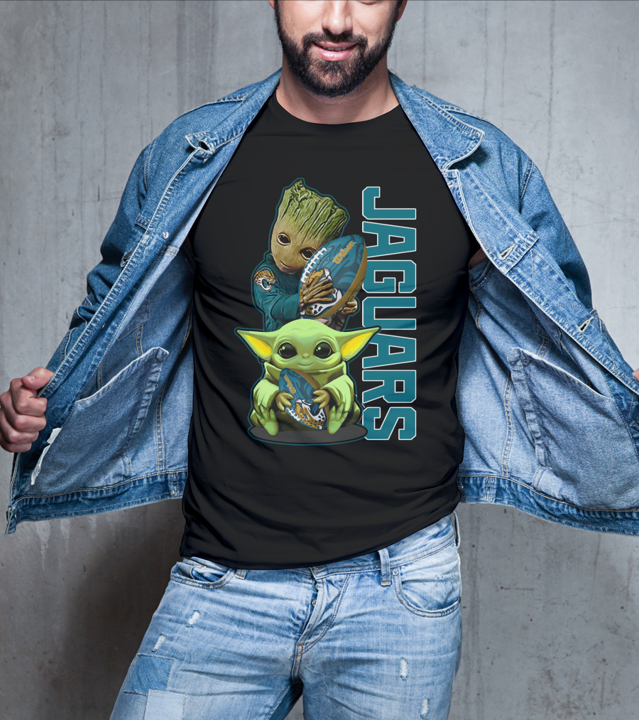 Grzd Jacksonville Jaguars Groot Baby Yoda Football T-Shirt