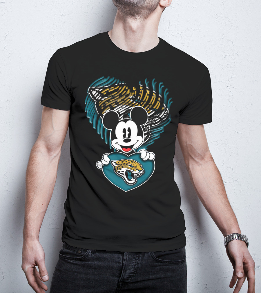 Mickey Mouse Jacksonville Jaguars Football Team Heart T-Shirt