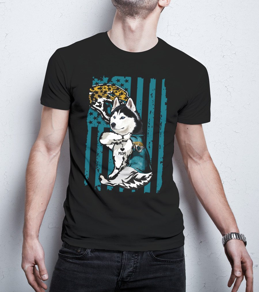 Siberian Husky Jacksonville Jaguars I Love Mom T-Shirt