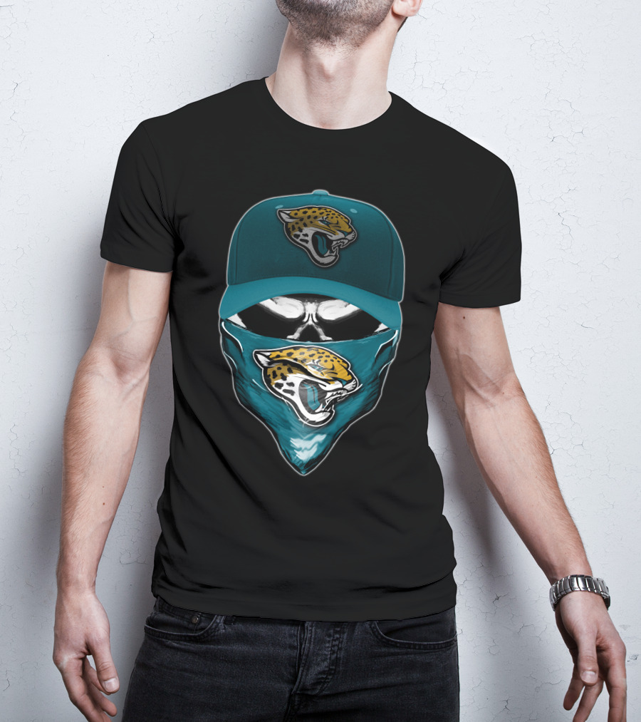 Skull With Jacksonville Jaguars Logo And Bandana T-Shirt