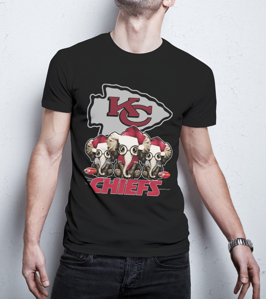 KC Chiefs Xmas Elephants Football Holiday Edition T-Shirt