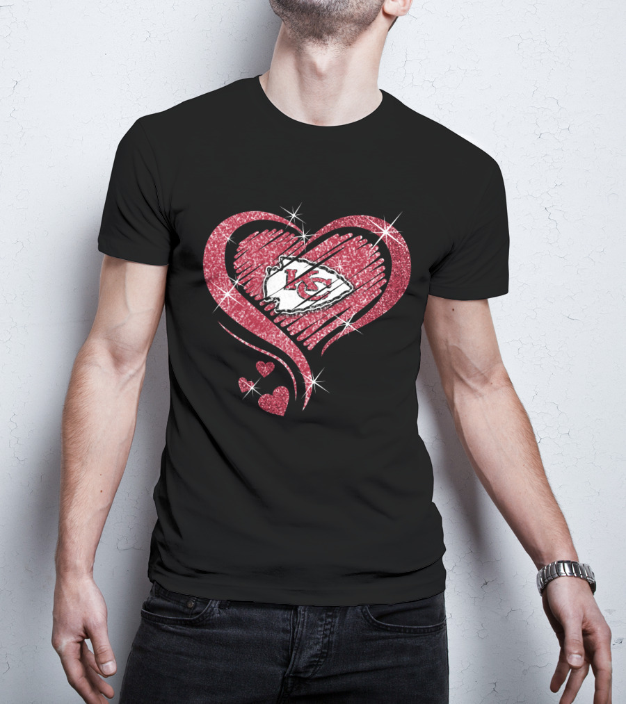 Kansas City Chiefs Heart Diamond Glitter T-Shirt