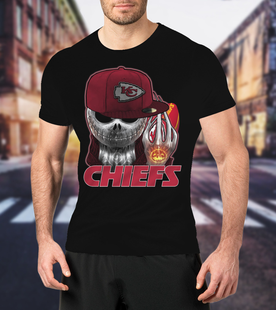 Jackskull Kansas City Chiefs Halloween Skull Chiefs T-Shirt