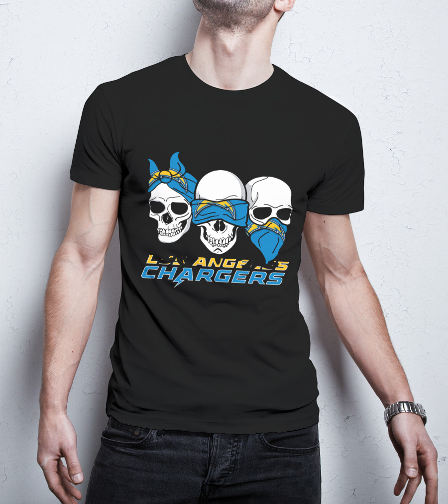 Los Angeles Chargers Three Skulls With Bandanas T-Shirt