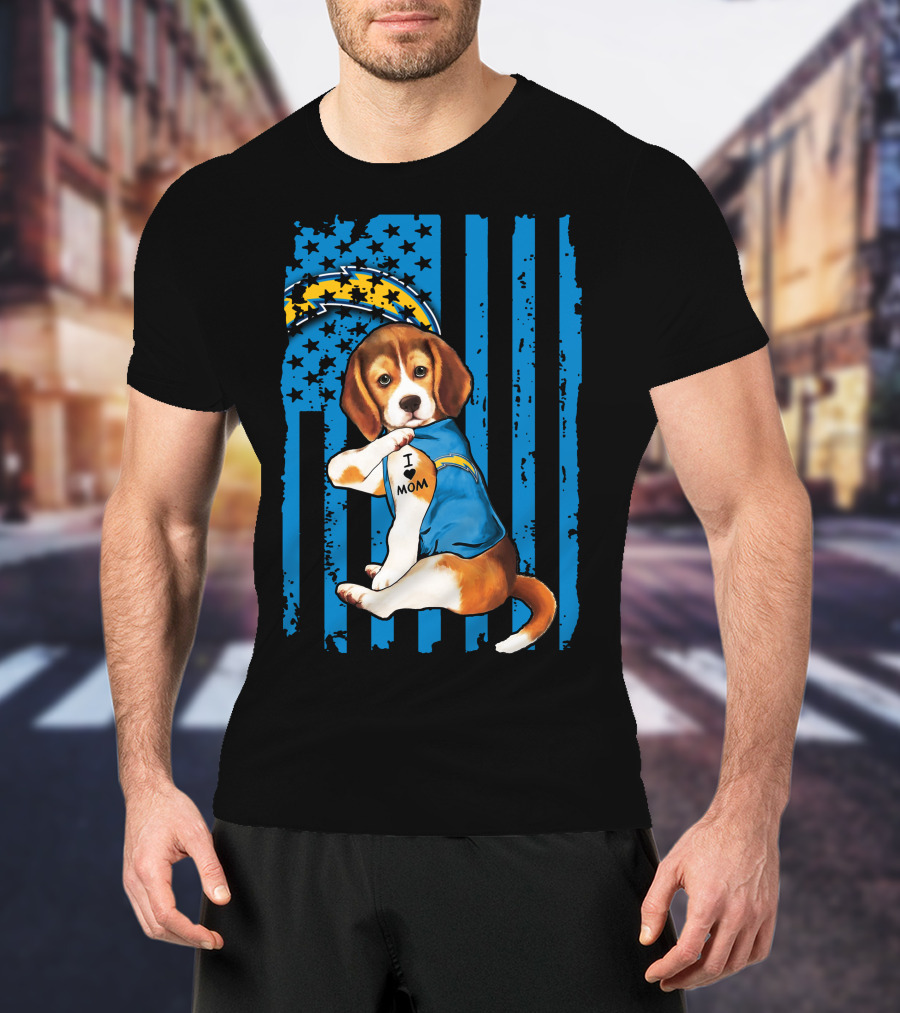 Beagle I Love Mom Los Angeles Chargers T-Shirt