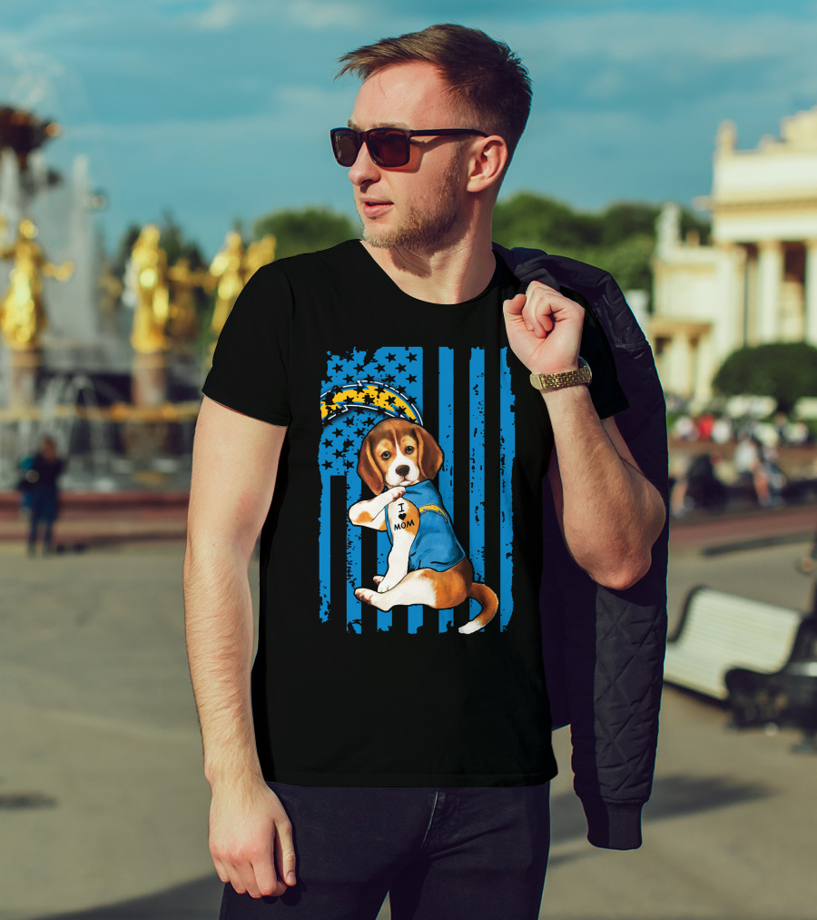 Beagle I Love Mom Los Angeles Chargers T-Shirt