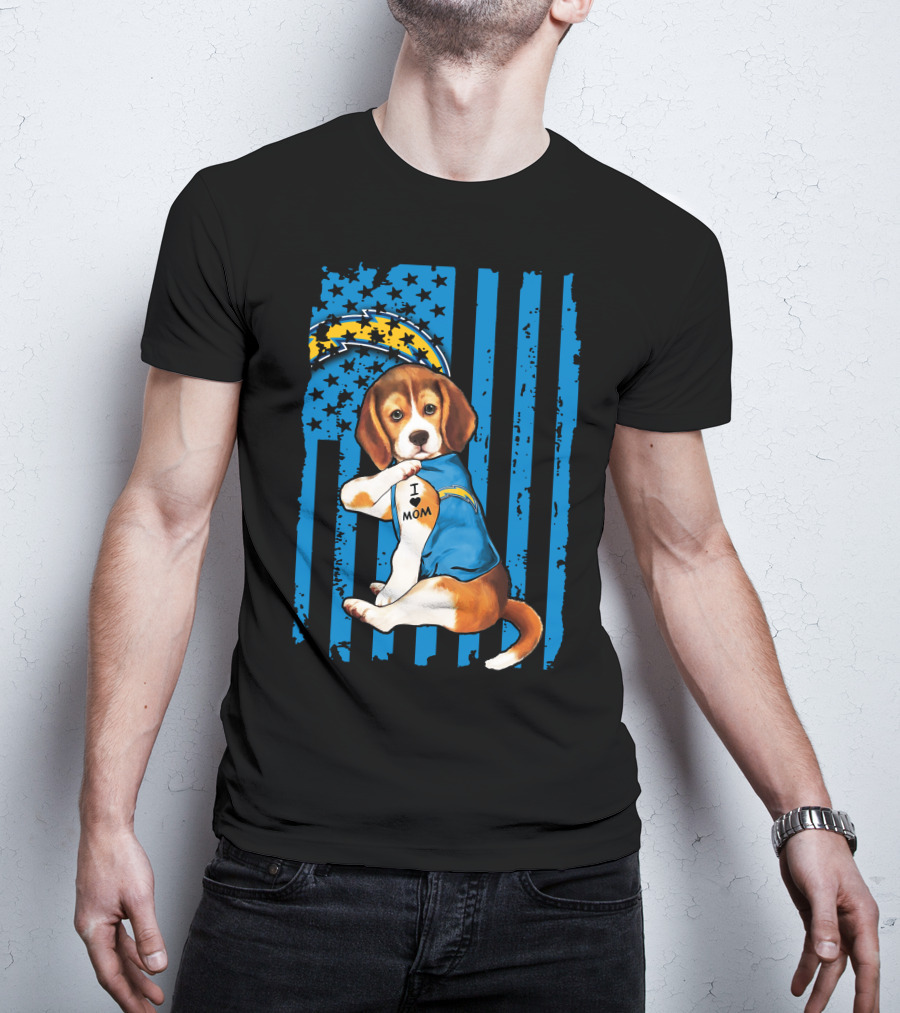 Beagle I Love Mom Los Angeles Chargers T-Shirt