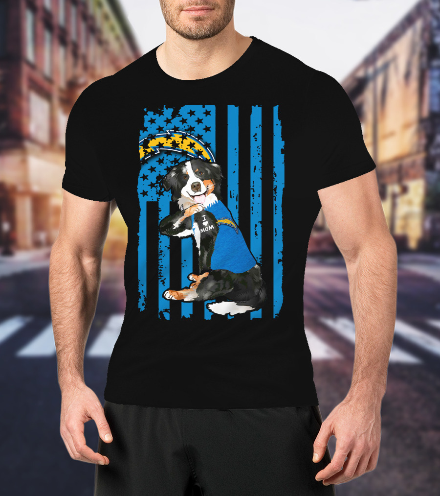 Border Collie I Love Mom Los Angeles Chargers T-Shirt