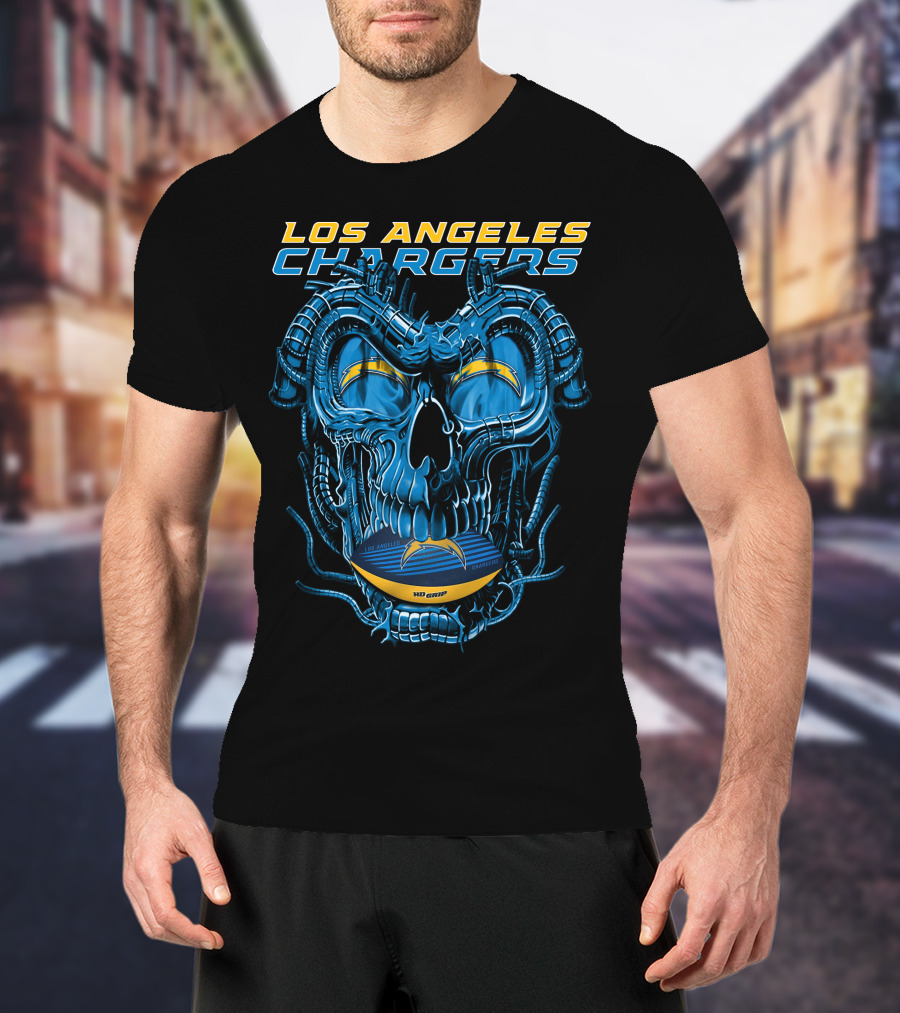 Los Angeles Chargers Dragonskull Official NFL Football T-Shirt