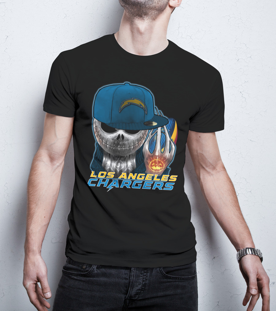 Jackskull Pumpkin Los Angeles Chargers T-Shirt