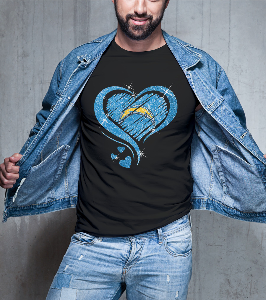 Heart Diamond Sparkle Los Angeles Chargers T-Shirt